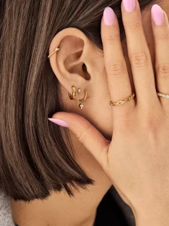 Luna 18K Gold Vermeil Earring Set - Gold/Pavé