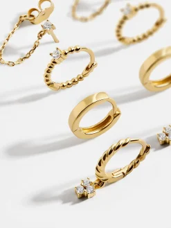 Luna 18K Gold Vermeil Earring Set - Gold/Pavé