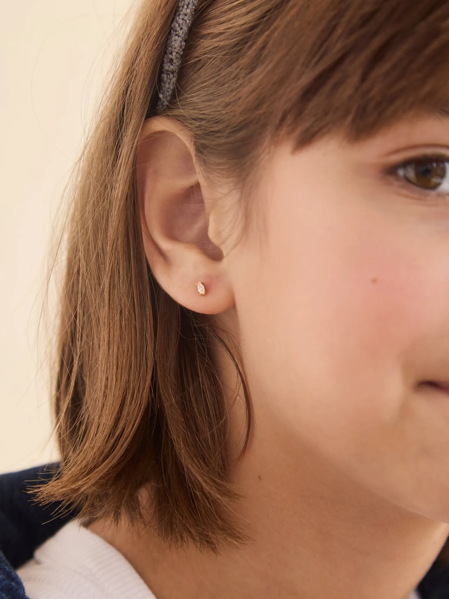 Luna 18K Gold Vermeil Kids' Earrings - Gold/Pavé