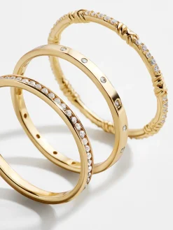 Maddie 18K Gold Vermeil Ring Set - Gold/Pavé