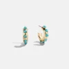 Mariana Semi-Precious Huggie Earrings - Gold/Turquoise
