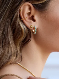 Mariana Semi-Precious Huggie Earrings - Gold/Turquoise