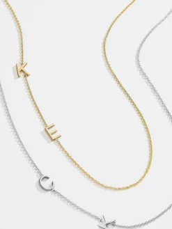 Maya Brenner Asymmetrical Custom Initial Necklace - Two Characters