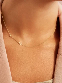 Maya Brenner Asymmetrical Custom Initial Necklace - Two Characters