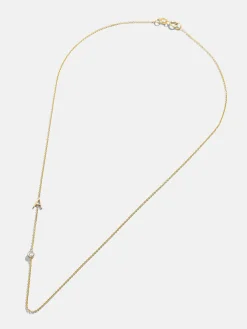 Maya Brenner Monogram Necklace with Diamond - Gold