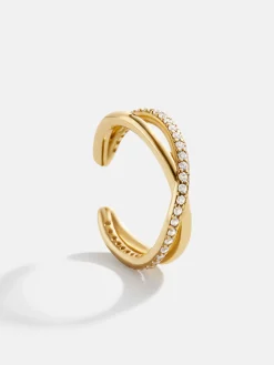 Mercedes 18K Gold Vermeil Ear Cuff - Gold/Pavé