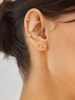 Mercedes 18K Gold Vermeil Ear Cuff - Gold/Pavé