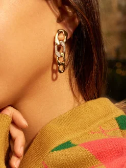 Michel Drop Earrings - Gold/Pavé