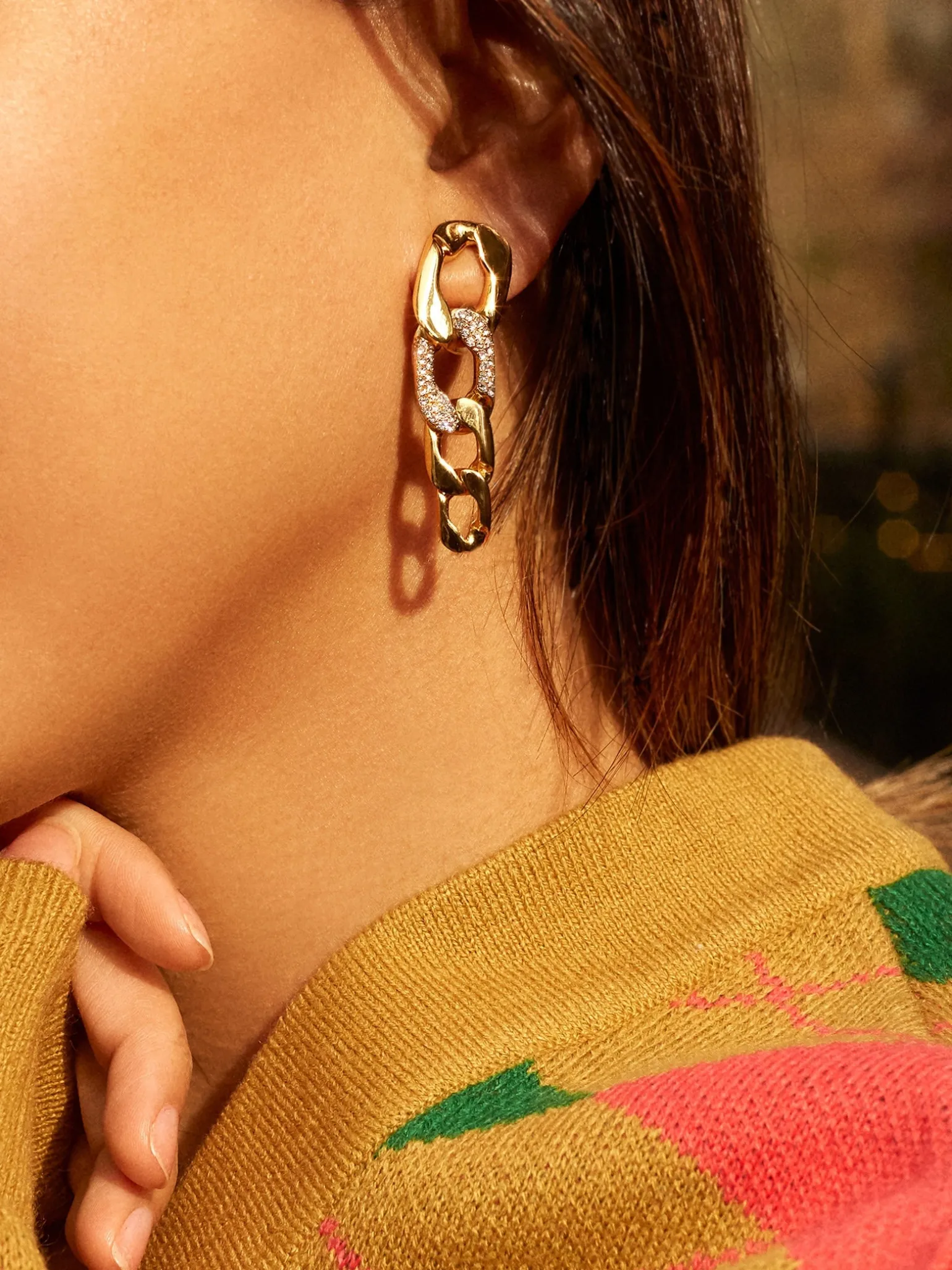 Michel Drop Earrings - Gold/Pavé
