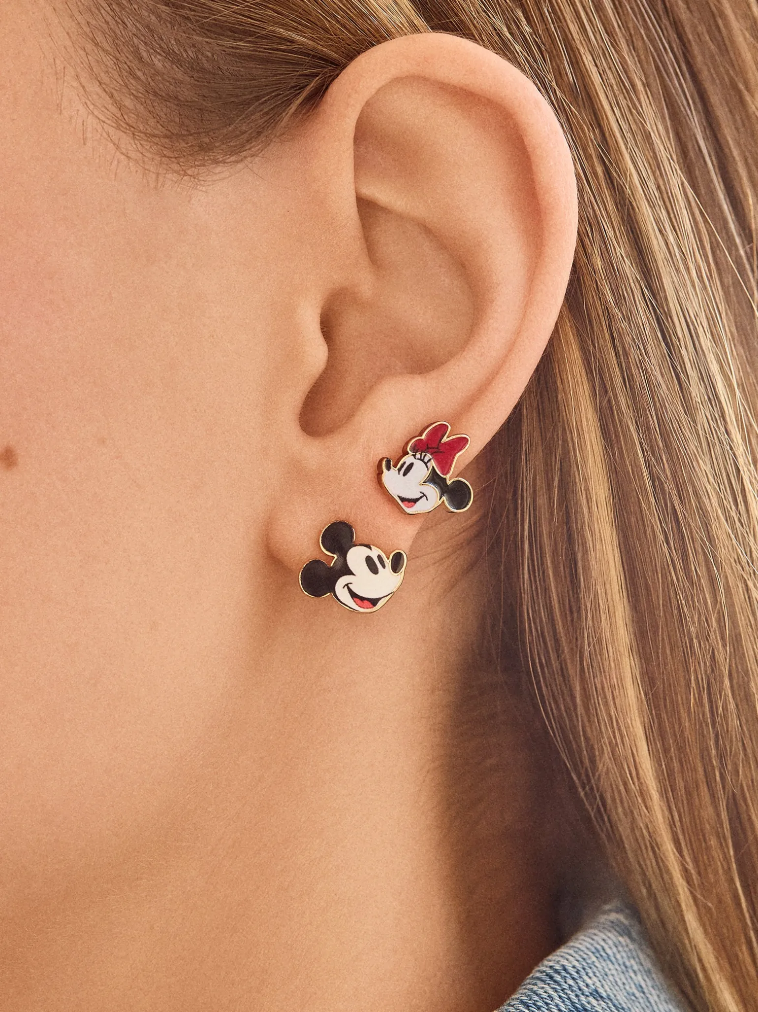 Mickey Mouse & Minnie Mouse Classic Earring Set - Red/White