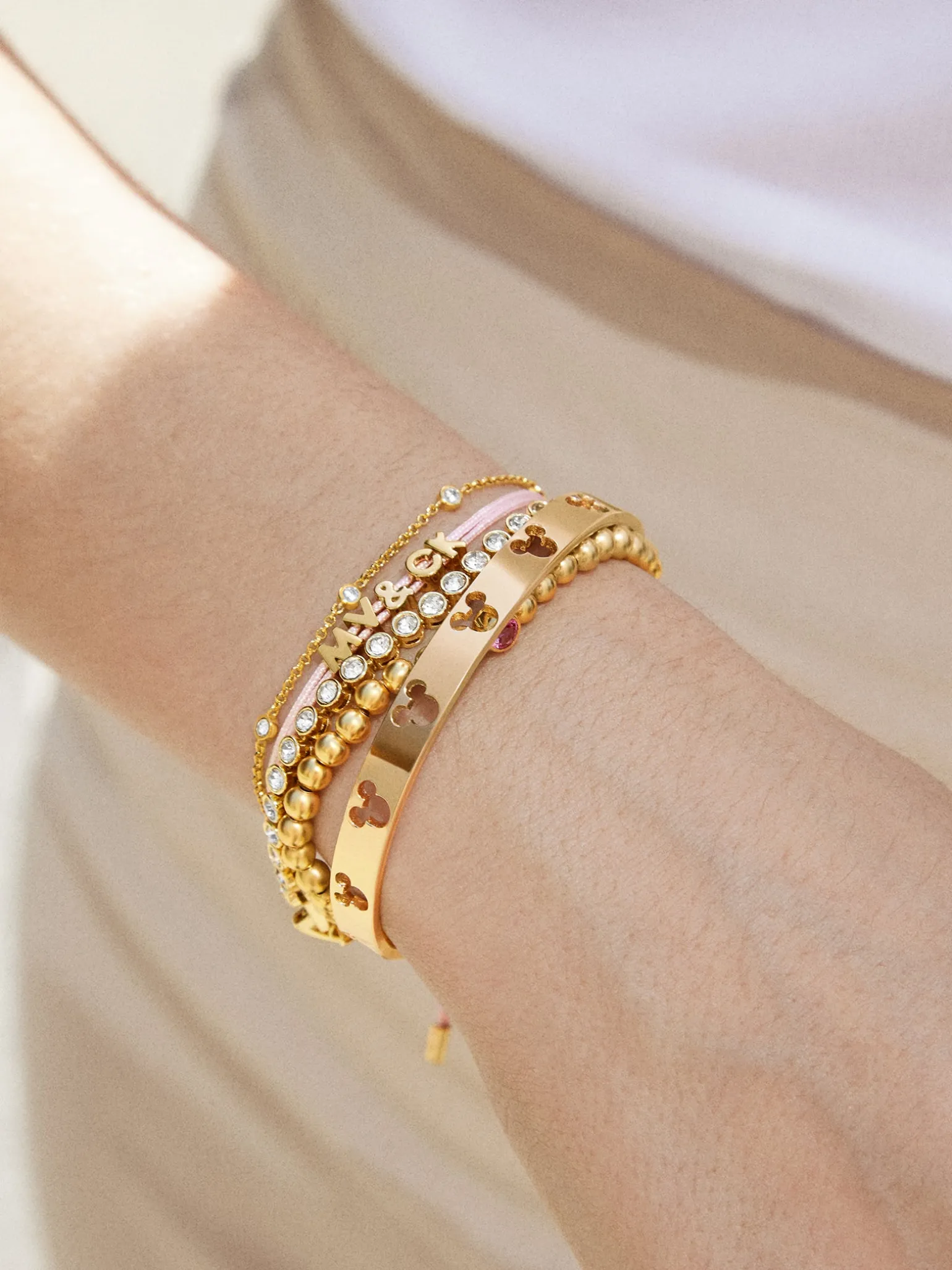 Mickey Mouse Disney Cutout Cuff Bracelet - Gold