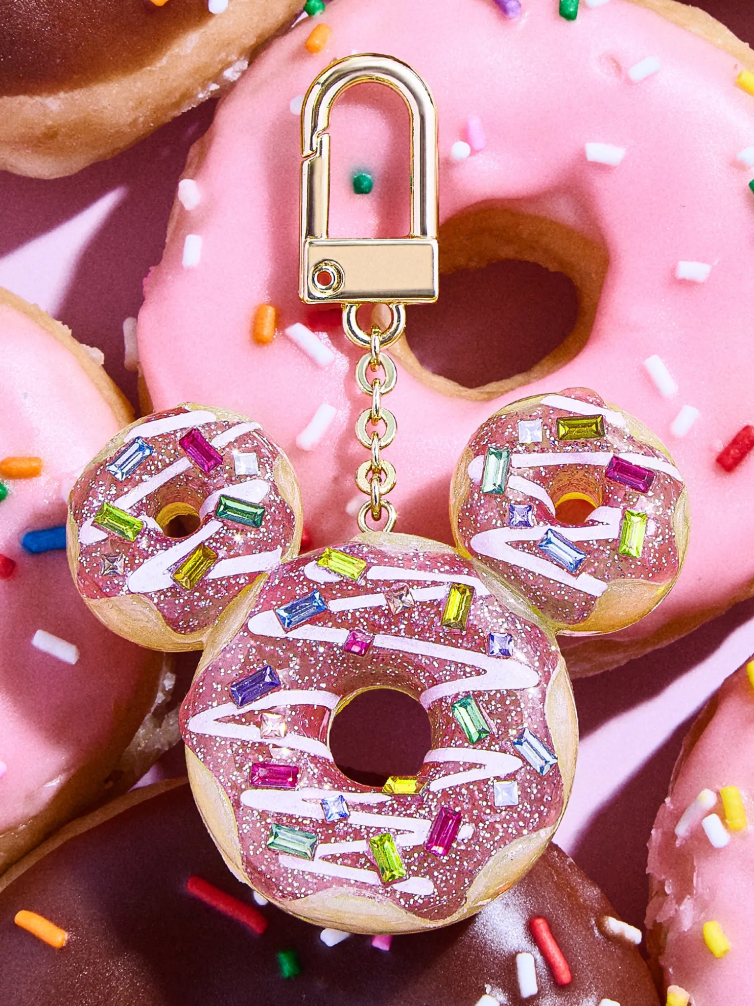 Mickey Mouse Disney Donut Bag Charm - Disney Pink Donut Bag Charm