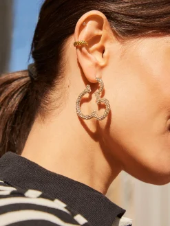 Mickey Mouse Disney Essential Hoop Earrings - Gold/Pavé