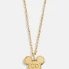 Mickey Mouse Disney 18K Gold Plated Sterling Silver Initial Pendant Necklace - Gold