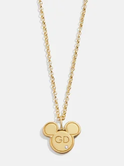 Mickey Mouse Disney 18K Gold Plated Sterling Silver Initial Pendant Necklace - Gold