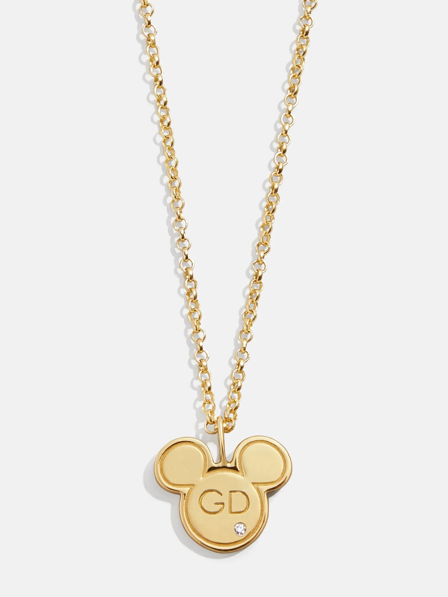 Mickey Mouse Disney 18K Gold Plated Sterling Silver Initial Pendant Necklace - Gold