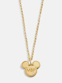 Mickey Mouse Disney 18K Gold Plated Sterling Silver Initial Pendant Necklace - Gold