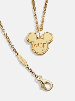 Mickey Mouse Disney 18K Gold Plated Sterling Silver Initial Pendant Necklace - Gold