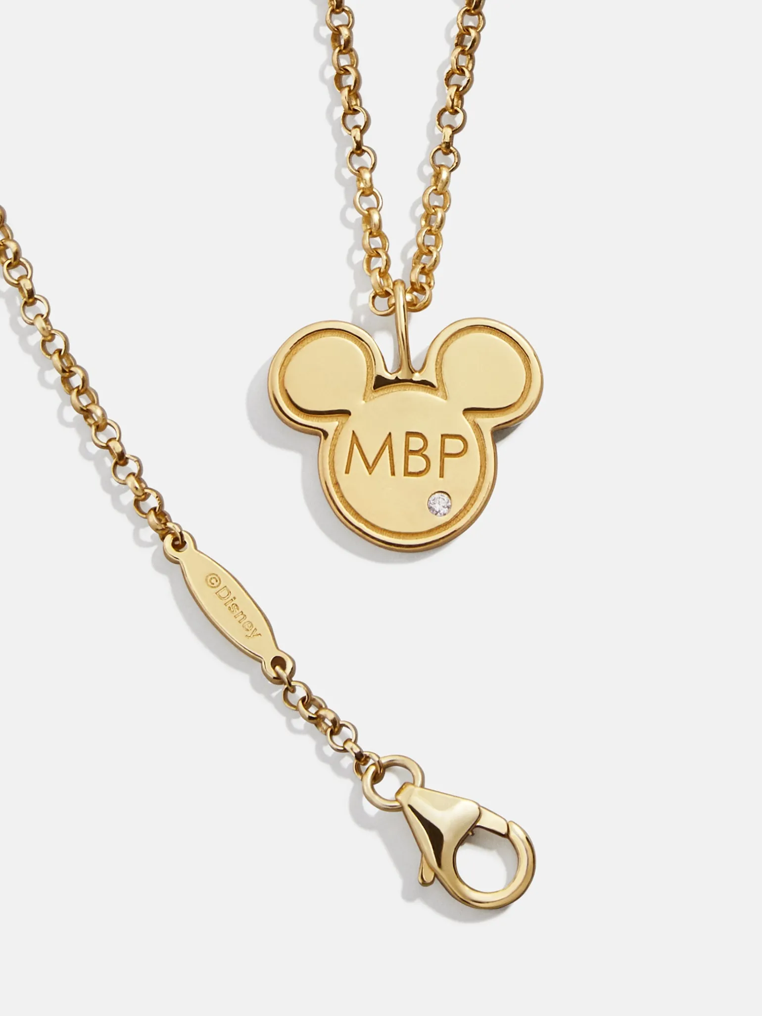 Mickey Mouse Disney 18K Gold Plated Sterling Silver Initial Pendant Necklace - Gold