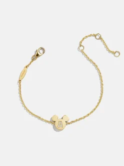 Mickey Mouse Disney 18K Gold Plated Sterling Silver & Cubic Zirconia Initial Bracelet - Gold/Pavé