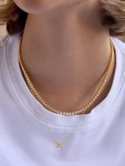 Mickey Mouse Disney 18K Gold Plated Sterling Silver & Cubic Zircona Pendant Necklace - Gold/Pavé