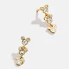 Mickey Mouse Disney 18K Gold Plated Sterling Silver Drop Earrings - Gold/Pavé