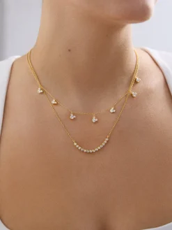 Mickey Mouse Disney 18K Gold Plated Sterling Silver Repeating Necklace - Gold/Pavé