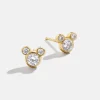 Mickey Mouse Disney 18K Gold Plated Sterling Silver & Cubic Zirconia Studs - Gold/Pavé