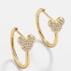 Mickey Mouse Disney 18K Gold Plated Sterling Silver Huggie Hoop Earrings - Gold/Pavé