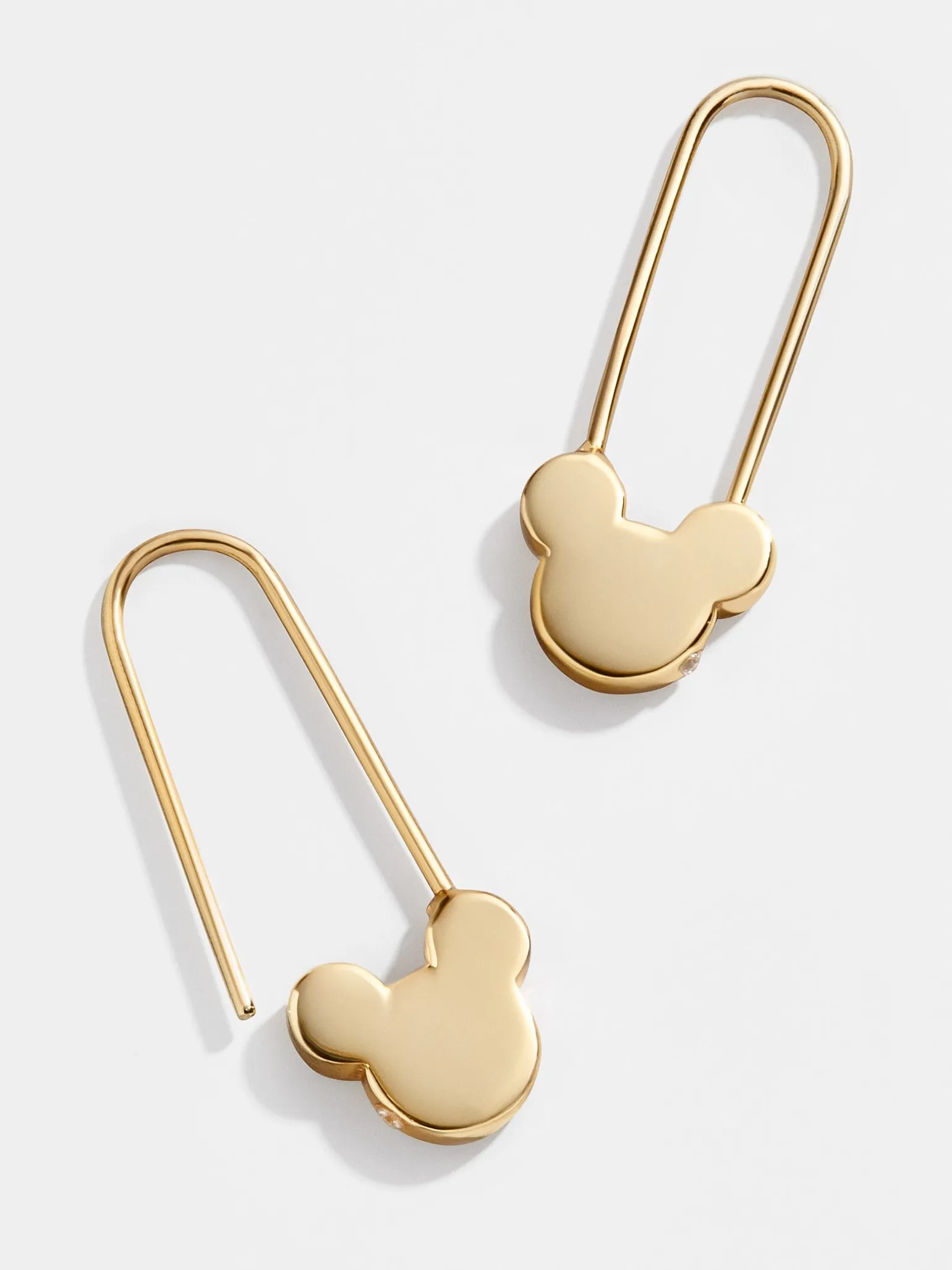 Mickey Mouse Disney 18K Gold Sterling Silver Safety Pin Earrings - Gold
