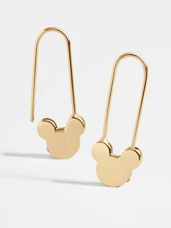 Mickey Mouse Disney 18K Gold Sterling Silver Safety Pin Earrings - Gold
