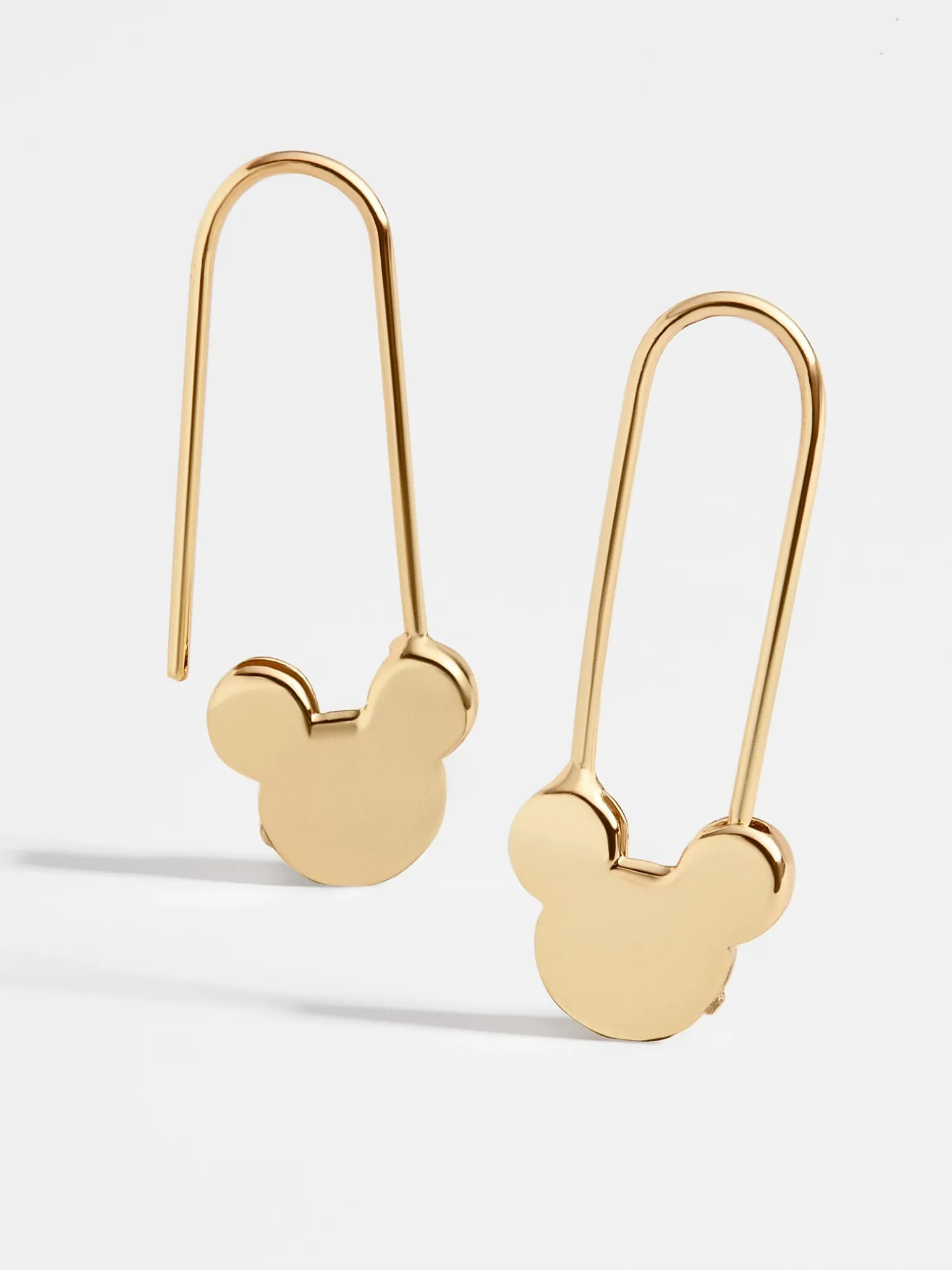 Mickey Mouse Disney 18K Gold Sterling Silver Safety Pin Earrings - Gold