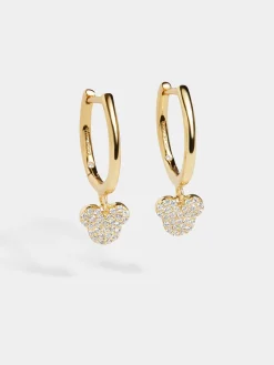 Mickey Mouse Disney 18K Gold Plated Sterling Silver Huggie Charm Earrings - Mickey Mouse