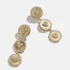 Mickey Mouse Disney Medallion Drop Earrings - Gold/Pavé