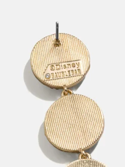 Mickey Mouse Disney Medallion Drop Earrings - Gold/Pavé