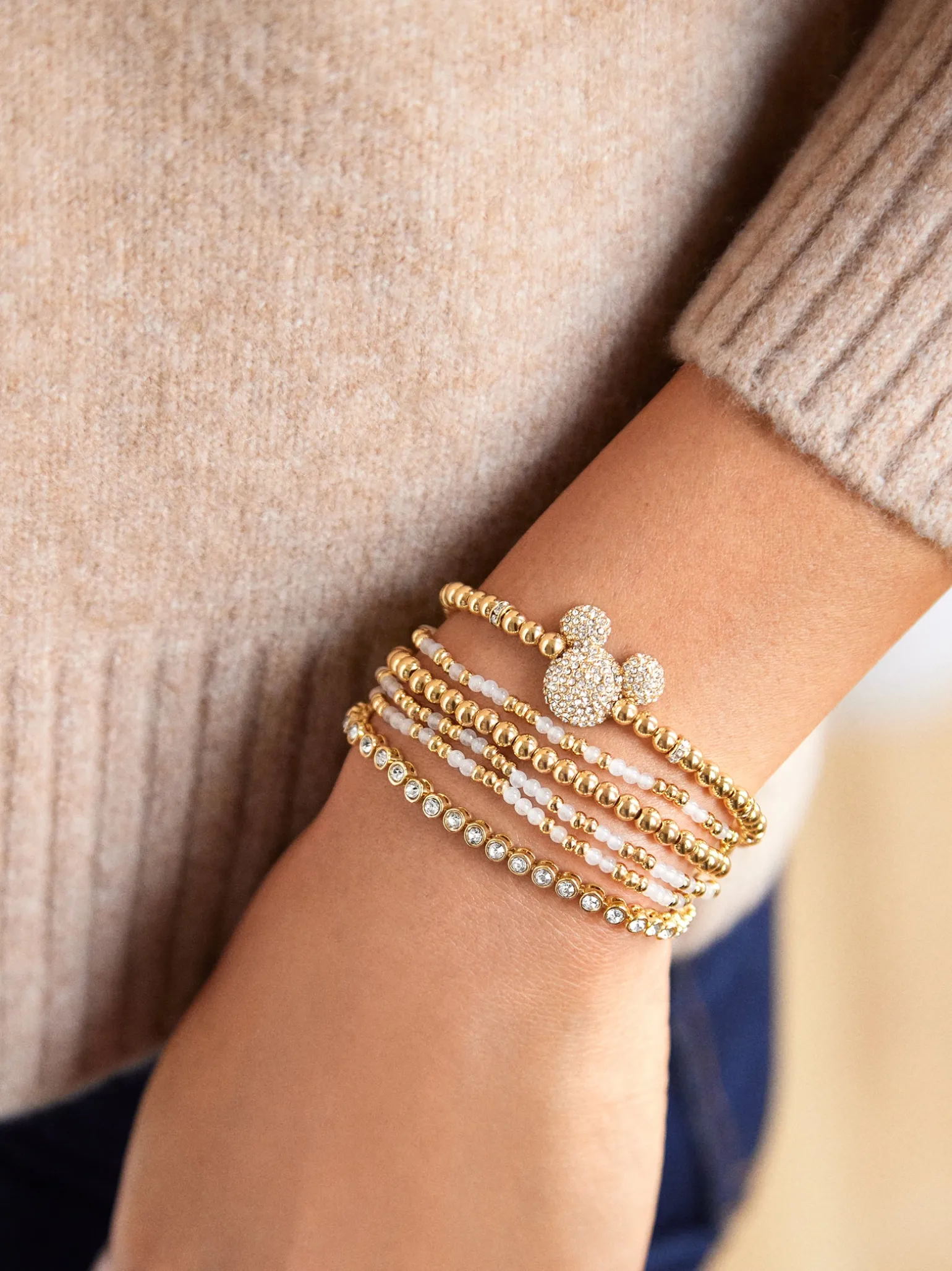 Mickey Mouse Disney Pavé Bracelet - Gold/Pavé