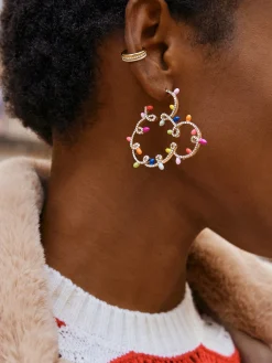 Mickey Mouse Disney Pavé Christmas Lights Outline Hoop Earrings - Mickey Mouse Christmas Lights Hoops