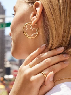 Mickey Mouse Disney Pavé Hoop Earrings - Gold/Pavé