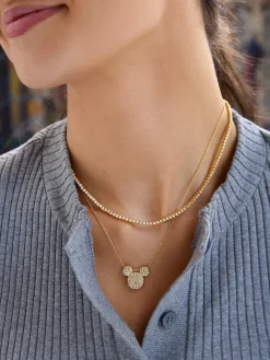 Mickey Mouse Disney Pavé Pendant Necklace - Gold/Pavé