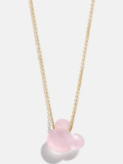 Mickey Mouse Disney Stone Pendant Necklace - Rose Quartz
