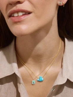 Mickey Mouse Disney Stone Pendant Necklace - Turquoise