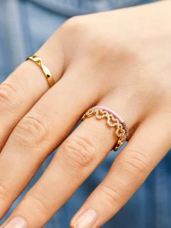Mickey Mouse Outline 18K Gold Vermeil Ring - Gold/Pavé