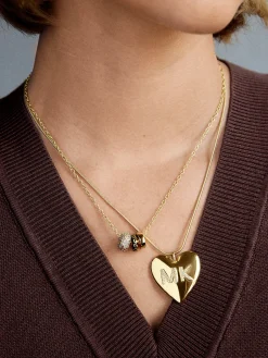 Mille Bubble Heart Custom Initial Necklace - Gold
