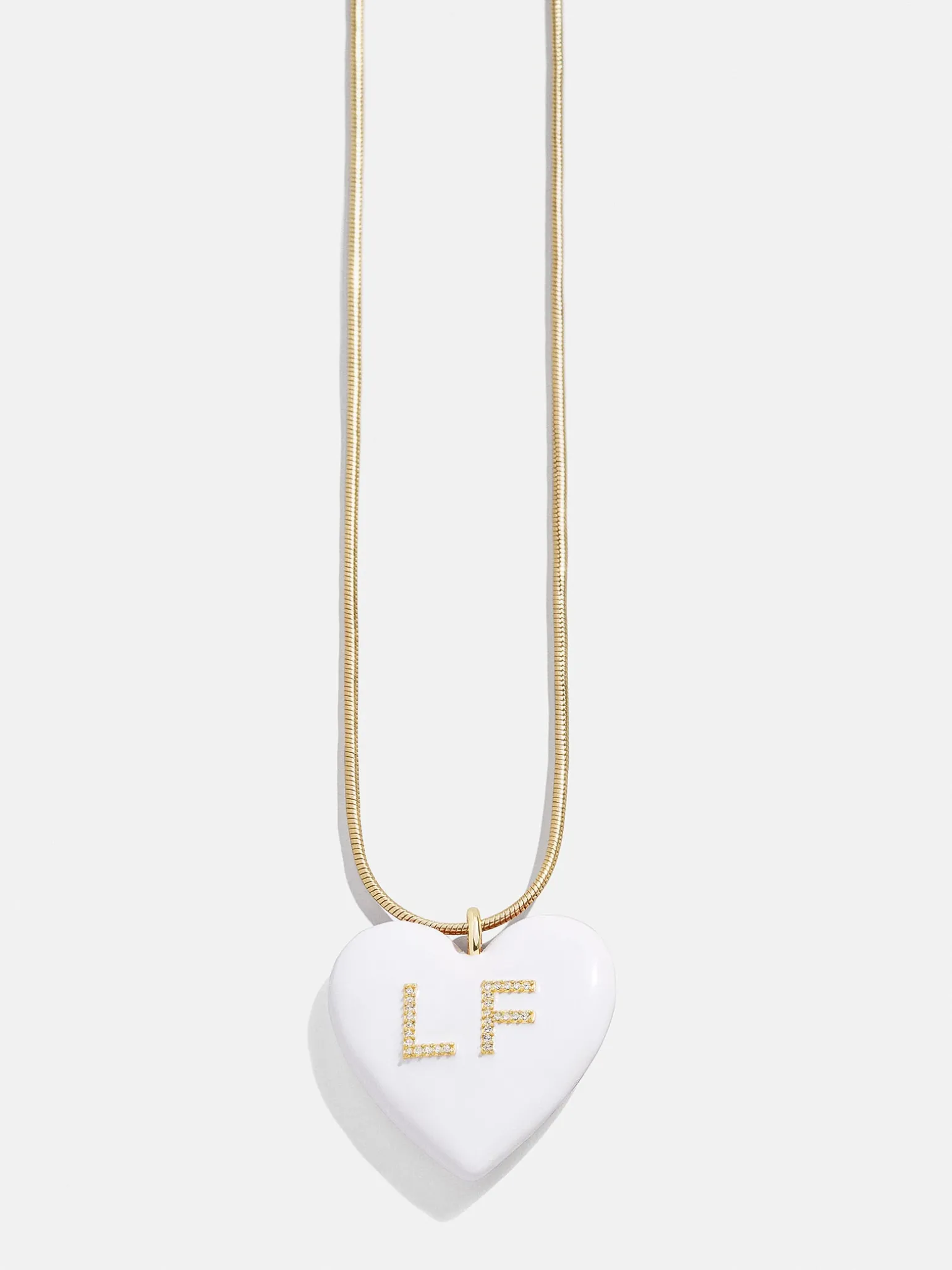 Mille Bubble Heart Custom Initial Necklace - White