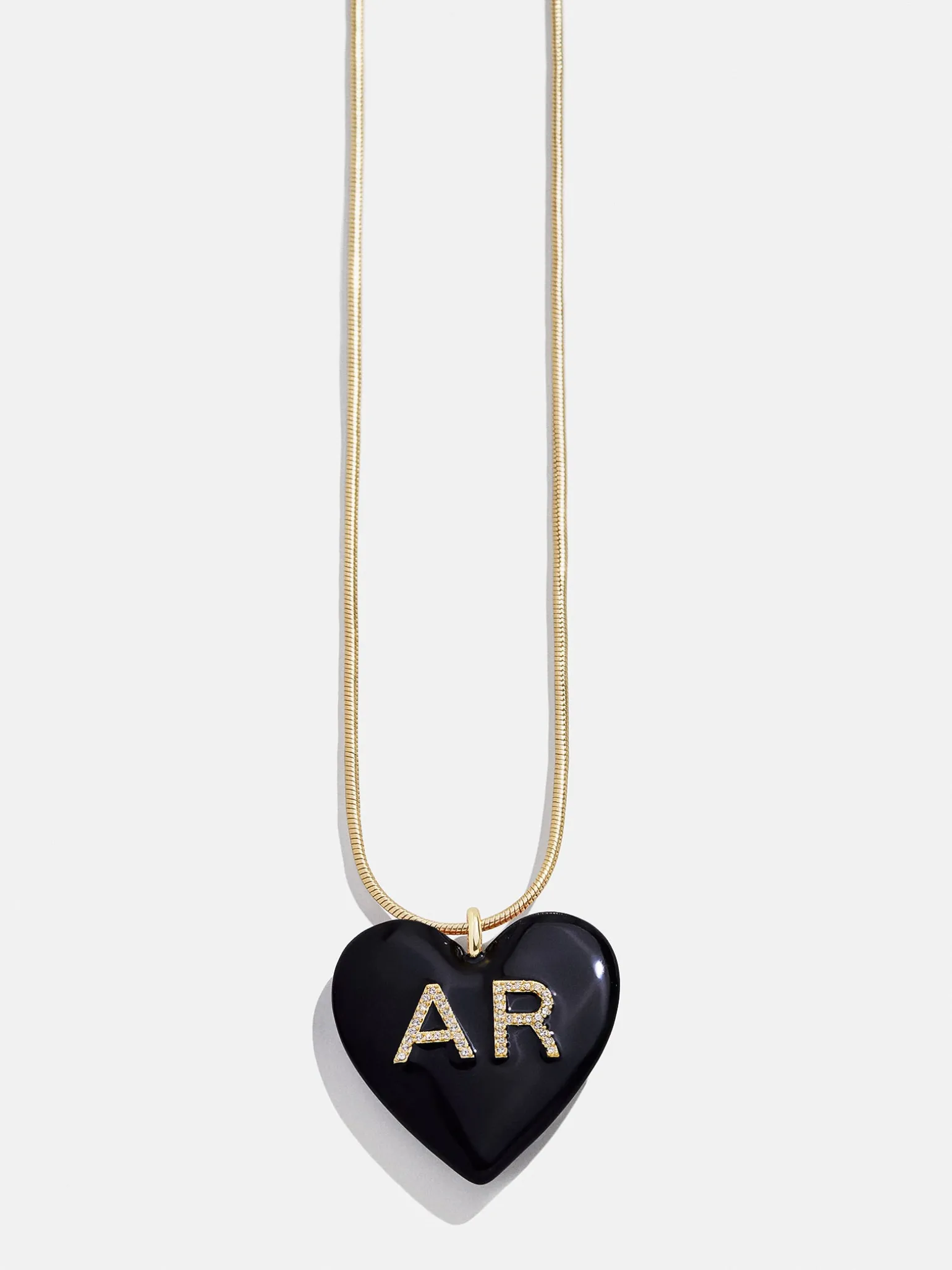 Mille Bubble Heart Custom Initial Necklace - Black