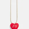 Mille Bubble Heart Custom Initial Necklace - Red