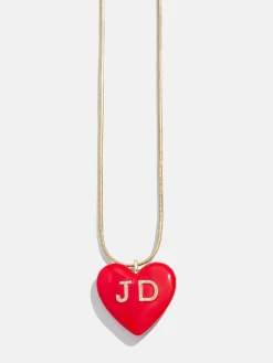 Mille Bubble Heart Custom Initial Necklace - Red