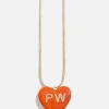 Mille Bubble Heart Custom Initial Necklace - Orange
