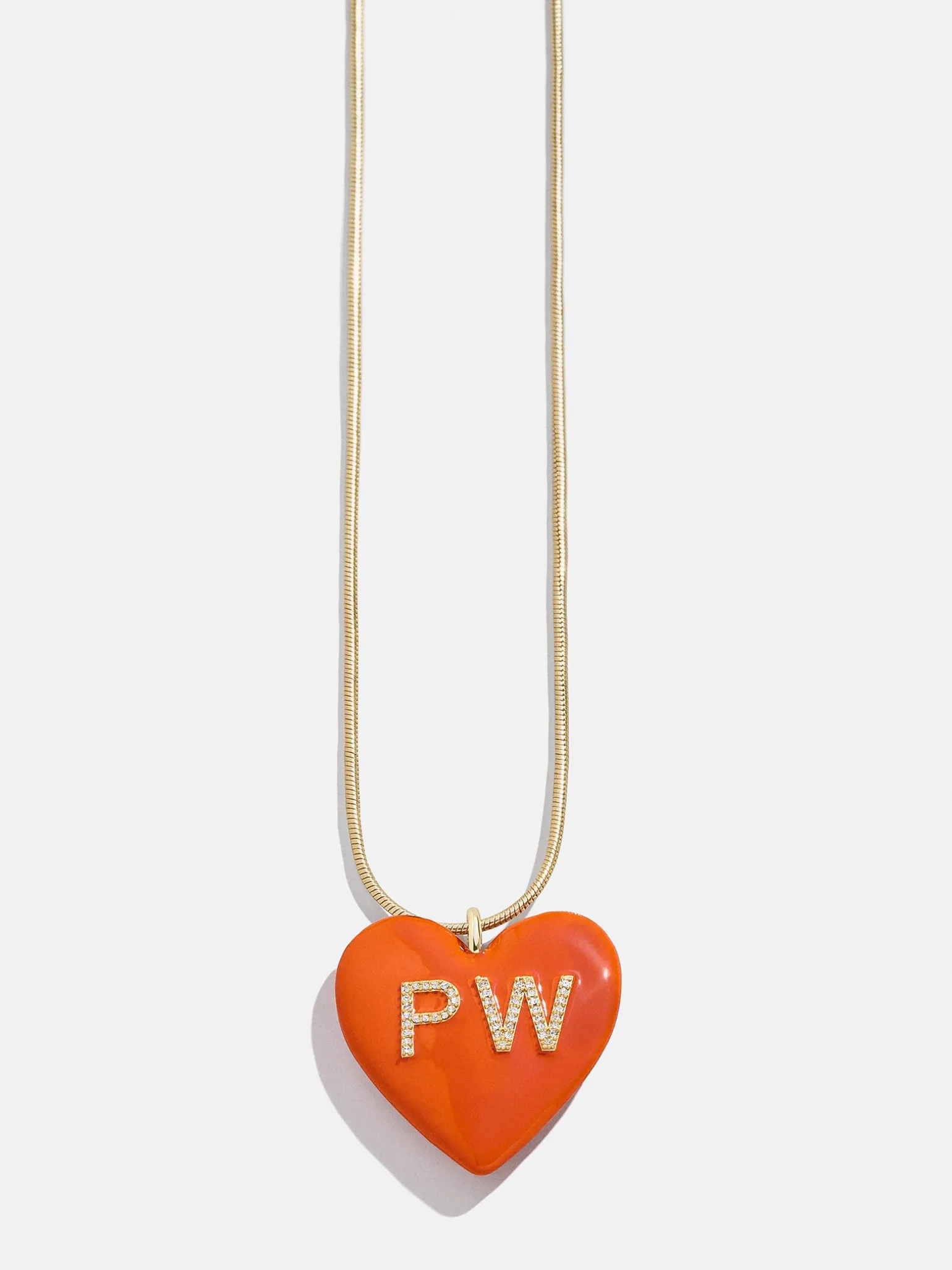 Mille Bubble Heart Custom Initial Necklace - Orange