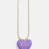 Mille Bubble Heart Custom Initial Necklace - Purple